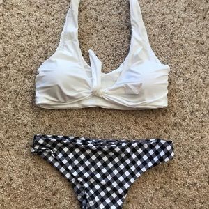 New Zaful Women’s White Gingham Swimsuit Size M